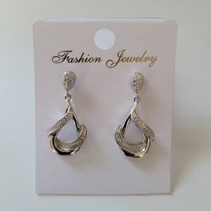 Sterling Silver CZ Dangle Drop Earrings